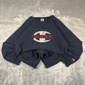 Vintage 90’s Reverse Weave Champion Logo Embroidered Dark Navy Pullover